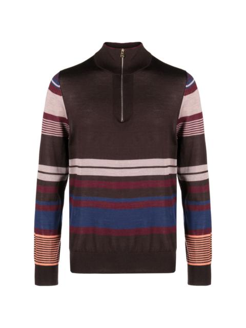 striped half-zip jumper