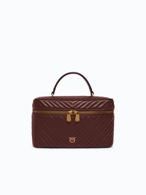 PINKO MEDIUM BEAUTY CASE WITH SHOULDER STRAP IN CHEVRON NAPPA
