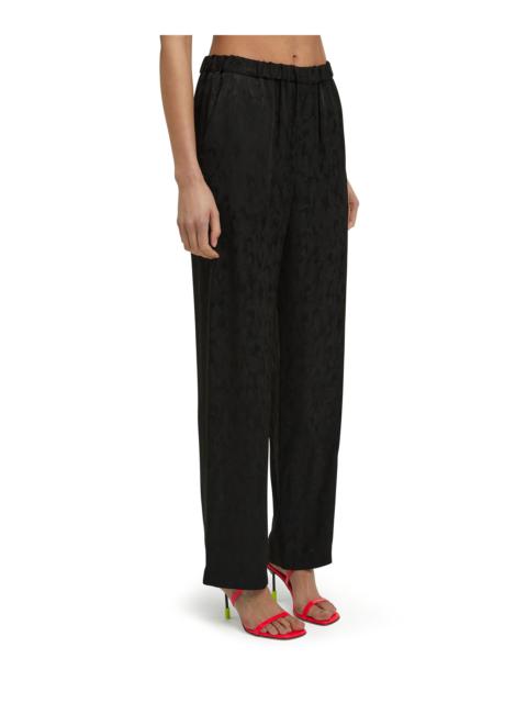 MSGM Viscose jacquard camouflage flowing pants with straight legs