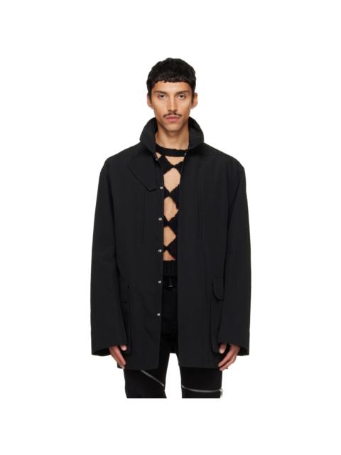 Rick Owens Black Tower Collared Mac Jacket