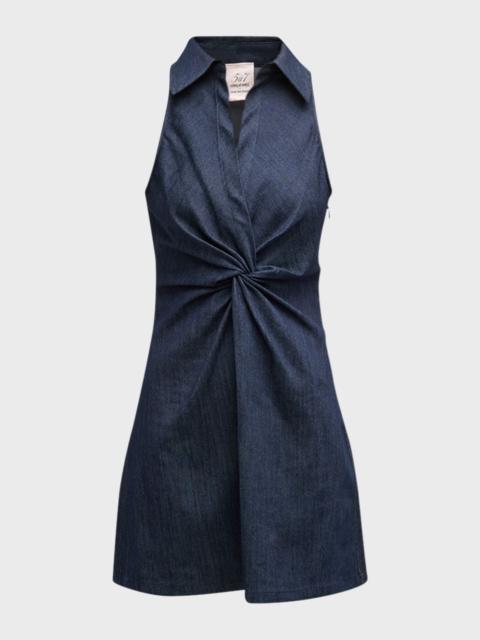 Cinq à Sept Mckenna Sleeveless Knotted Chambray Mini Dress