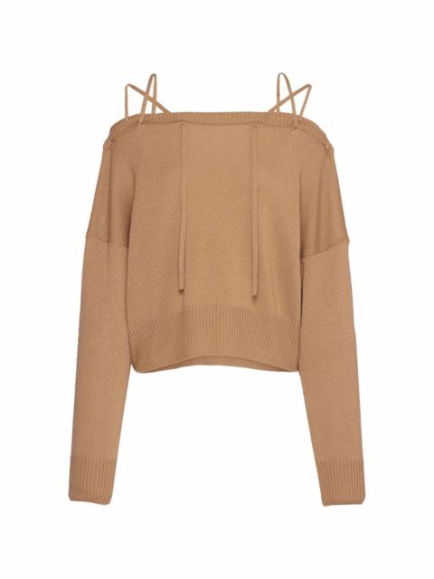 tie-fastening off-shoulder jumper