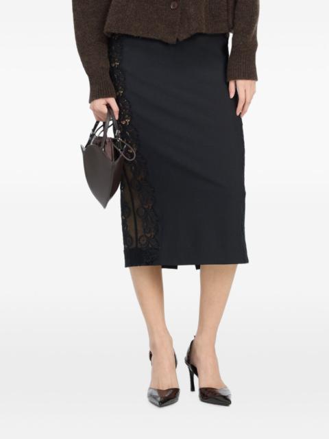ROTATE lace-inserted pencil skirt black