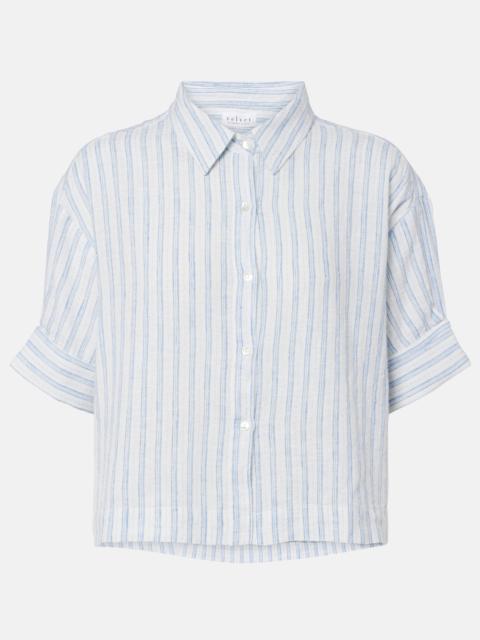 velvet Greya striped cotton and linen shirt