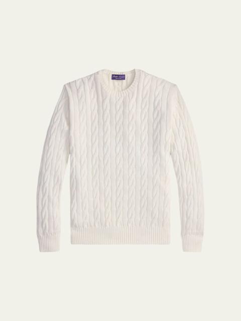 Ralph Lauren Men's Cotton and Silk Cable Knit Crewneck Sweater