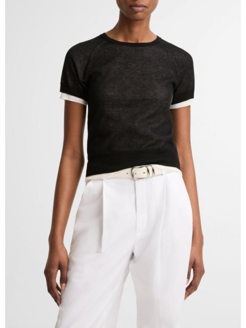 Vince Italian Cotton-Blend Double-Layer Raglan-Sleeve Sweater