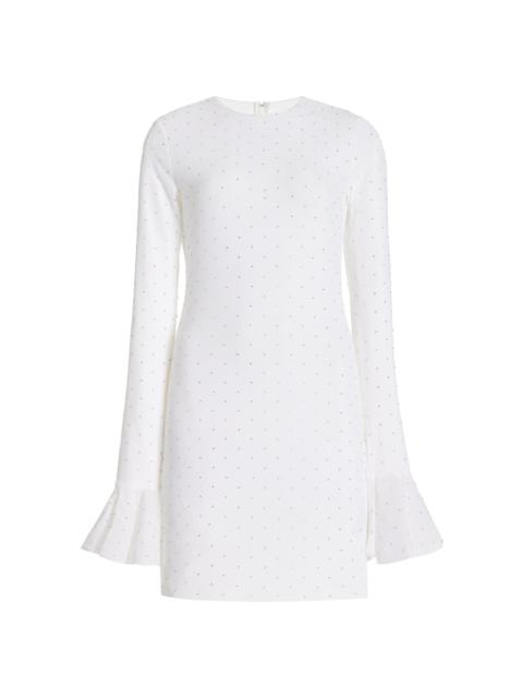 Pearl-Embellished Jersey Mini Dress white