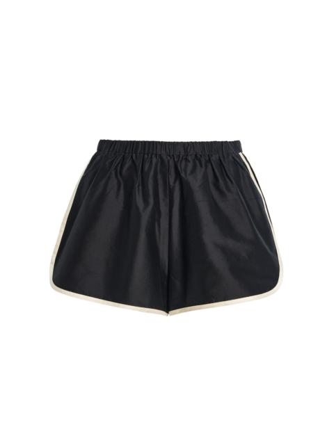DONNI. Striped Silk Taffeta Mini Shorts black