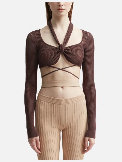 ANDREĀDAMO FISHNET KNIT CROP TOP