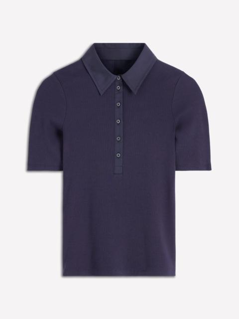 BODEN Collared Ribbed Henley Top-Navy