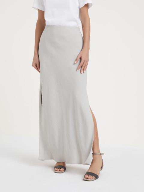 Viscose and linen twill fluid bias-cut skirt