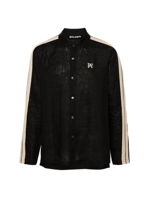 Palm Angels logo-embroidered linen shirt