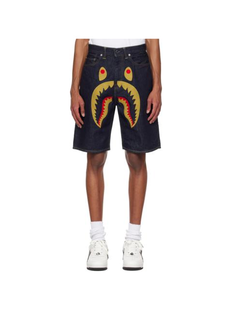 A BATHING APE® Navy Shark Denim Shorts