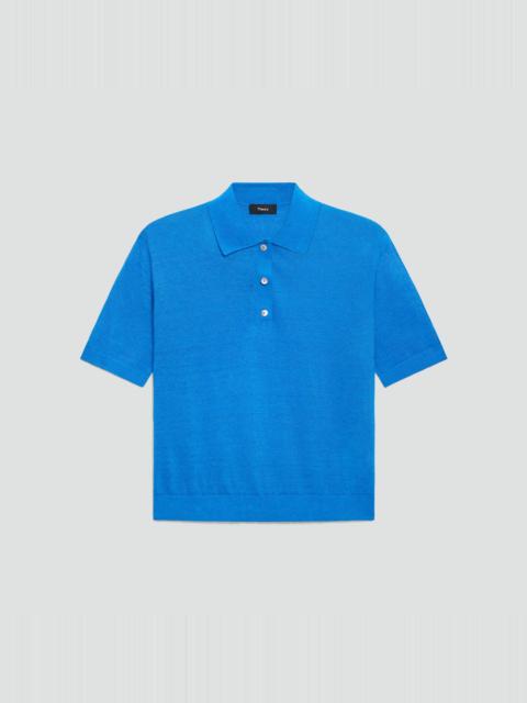 Theory Sheer Polo Shirt in Linen Knit