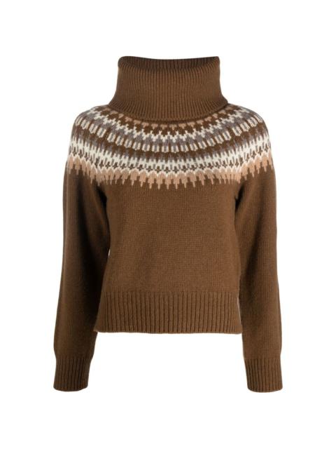 stripe-pattern roll-neck jumper