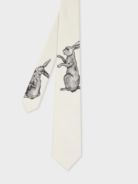 Paul Smith White 'Rabbit' Jacquard Silk Tie