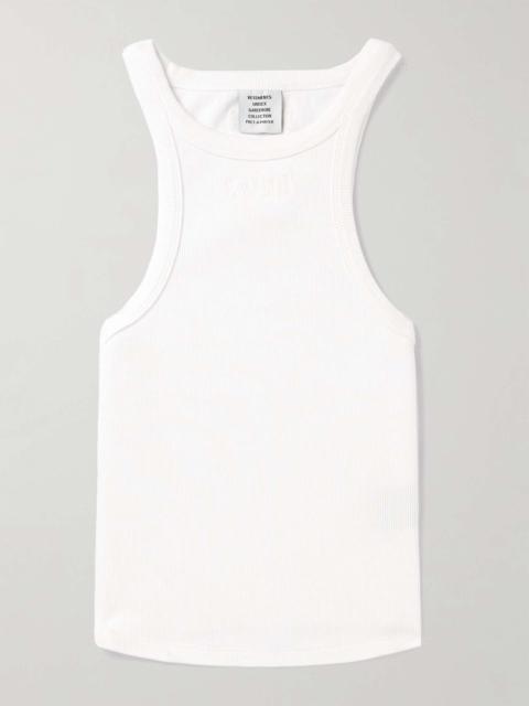 VETEMENTS Logo-Embroidered Ribbed Stretch-Cotton Tank Top