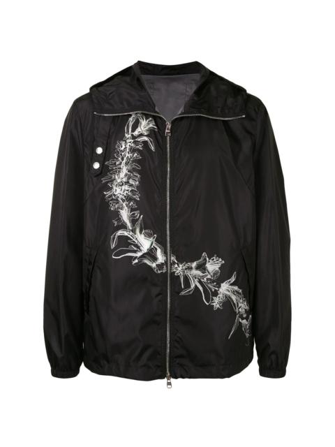 Alexander McQueen floral-print zip-front hooded jacket