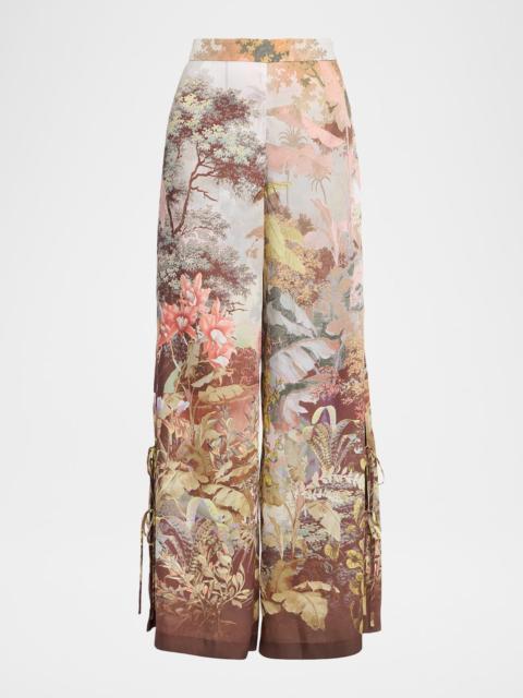 KOBI HALPERIN Helena Wide-Leg Botanical-Print Pants