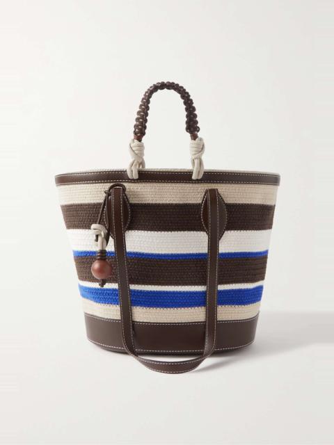 Loro Piana Eolian embellished leather-trimmed striped straw tote