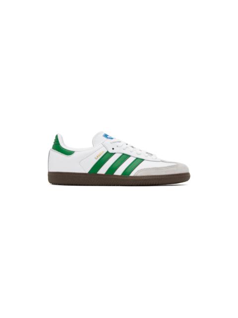 adidas Originals White & Green Samba OG Sneakers