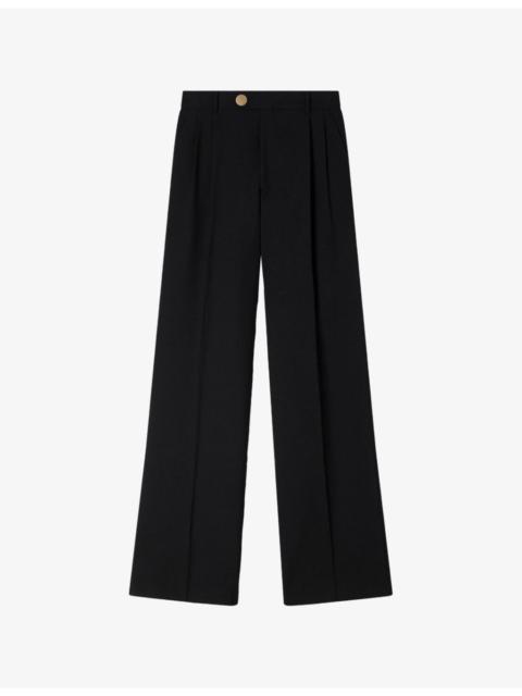Sandro Straight Pressed-Crease Wool Trousers