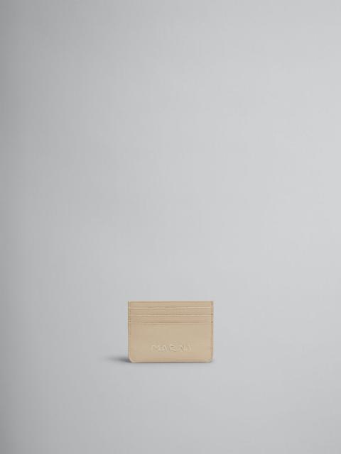 Marni BEIGE LEATHER CARDHOLDER WITH MARNI MENDING
