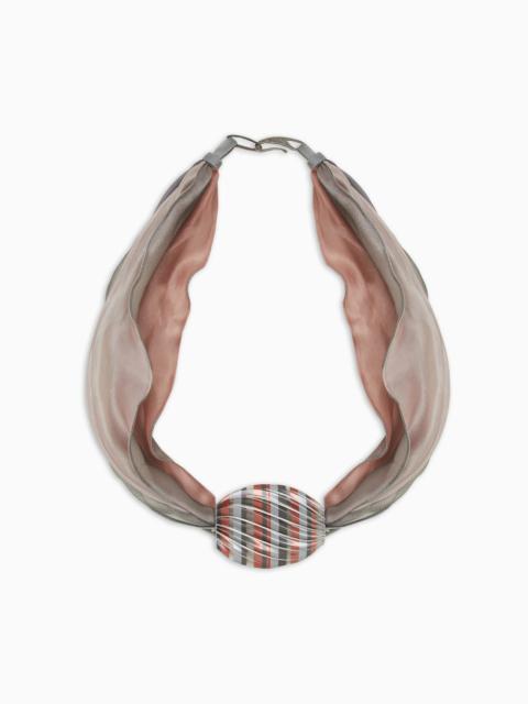 Fabric choker necklace with 3D element