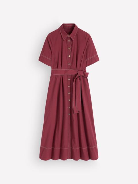 BODEN Sarah Cotton Midi Shirt Dress-Rich Chestnut