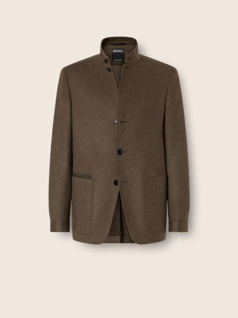 ZEGNA DARK OLIVE GREEN MULTIMÉLANGE OASI CASHMERE IL CONTE JACKET