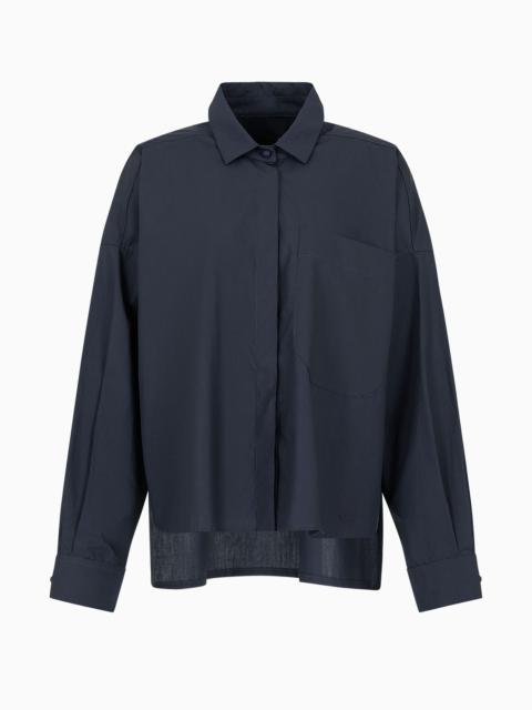 EMPORIO ARMANI Poplin shirt with asymmetric hem and patch pocket