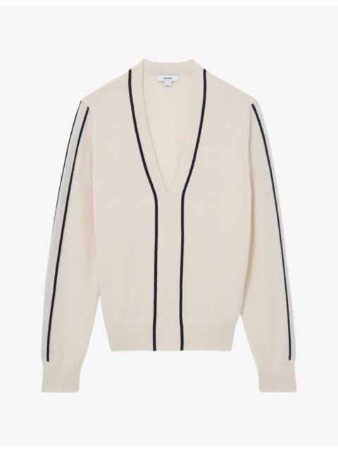 REISS Mila V-Neck Knitted Jumper