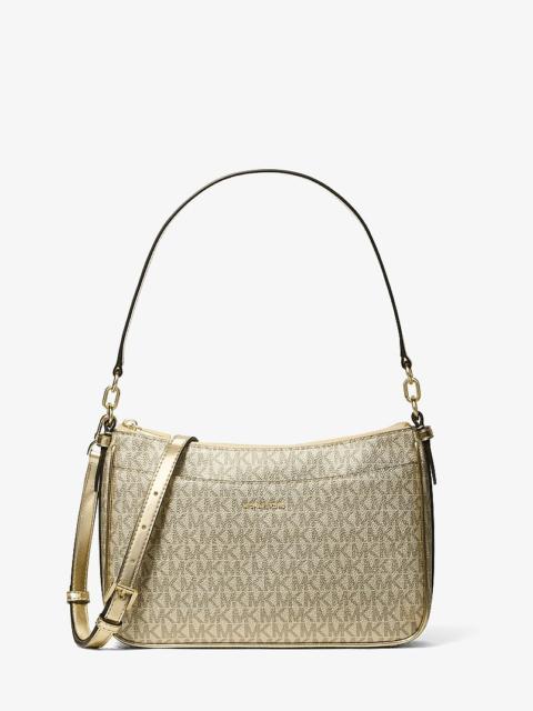 MICHAEL KORS Jet Set Medium Metallic Signature Logo Convertible Crossbody Bag