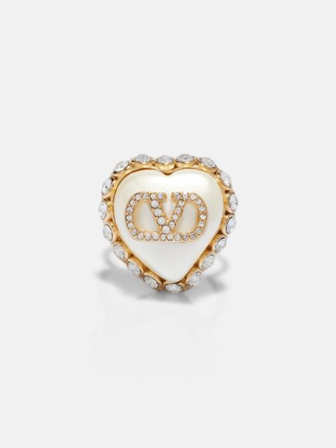 Valentino VLogo faux pearl-embellished ring