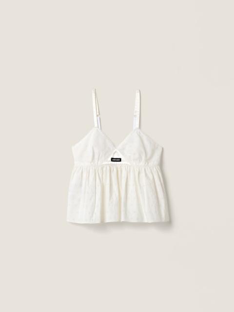 Miu Miu Slubbed eyelet poplin top