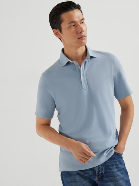 Brunello Cucinelli Cotton piqué polo with shirt-style collar