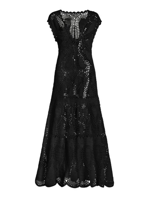 GABRIELA HEARST Waldman Crochet Dress in Black Wool Cashmere