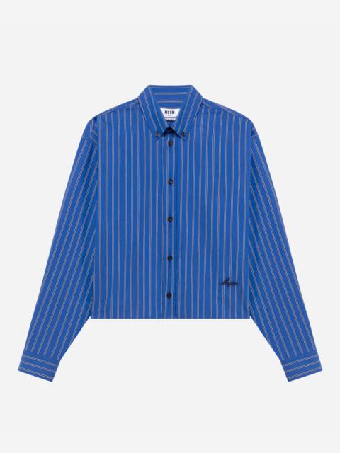 MSGM Striped poplin cropped shirt