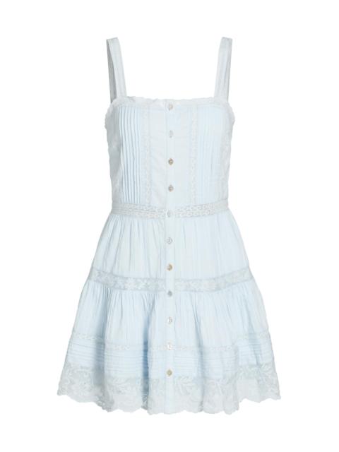 LoveShackFancy Women's Charlize Lace Cotton Tiered Minidress - Blue Finch
