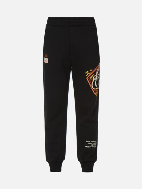 EVISU COLOR-BLOCKING GODHEAD PRINT SWEATPANTS