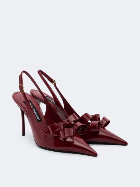 Dolce & Gabbana Bow-detail patent leather slingback pumps