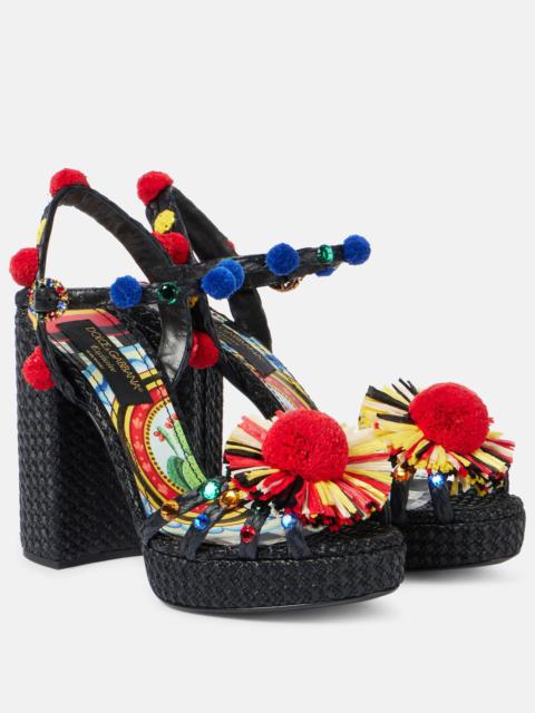 Dolce & Gabbana 105 embellished raffia sandals