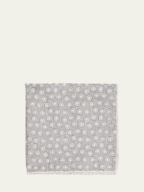 Brunello Cucinelli Men's Geometric Circle Silk Pocket Square