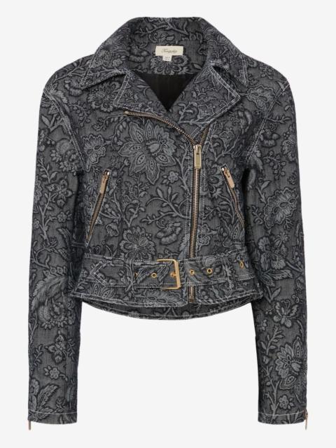 Temperley London floral-print belted biker jacket