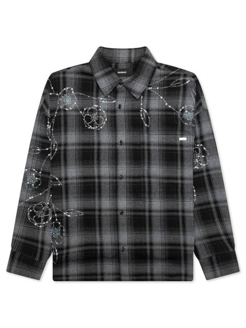 NAHMIAS PLAID BEADED OVERSIZED SHIRT - BLACK