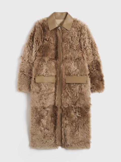 Curly shearling coat biscuit