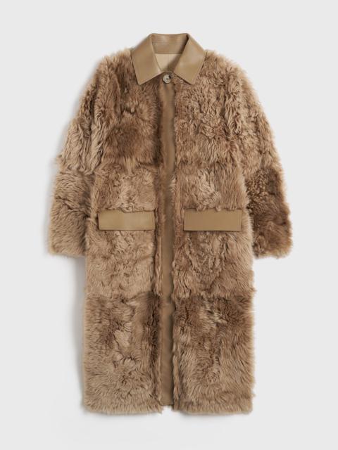 Totême Curly shearling coat biscuit
