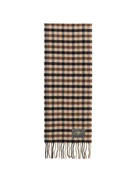 GANNI Brown Graphic Wool Scarf