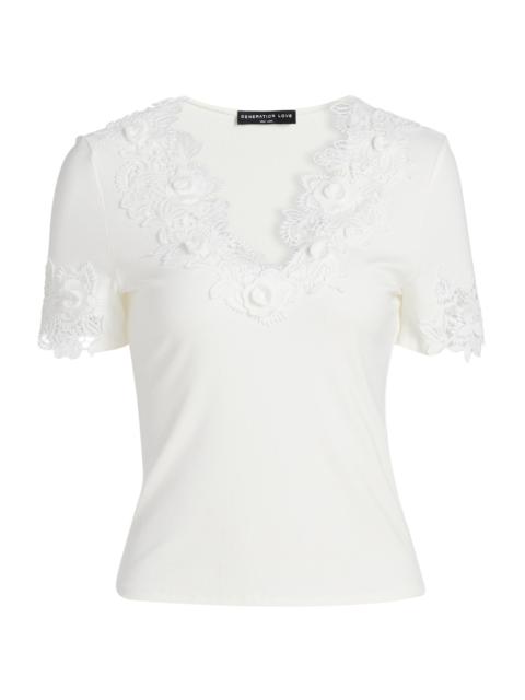GENERATION LOVE Women's Shiloh 3D Lace Combo Top - White