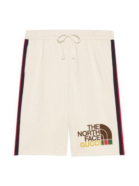 GUCCI Men's Gucci x THE NORTH FACE Crossover Webbing Printing Cotton Shorts Ivory 651727-XJDIP-9756